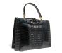Amazing JET BLACK Hornback ALLIGATOR Skin Handbag