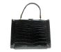 Amazing JET BLACK Hornback ALLIGATOR Skin Handbag
