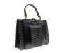 Amazing JET BLACK Hornback ALLIGATOR Skin Handbag