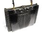 Amazing JET BLACK Hornback ALLIGATOR Skin Handbag