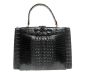 Amazing JET BLACK Hornback ALLIGATOR Skin Handbag
