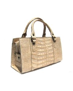 CREAM Buff CROCODILE Belly Skin Handbag