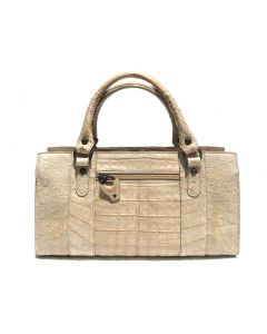 CREAM Buff CROCODILE Belly Skin Handbag