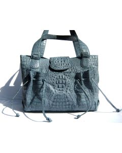 POWDER BLUE Hornback Crocodile Skin Satchel Shoulder Bag